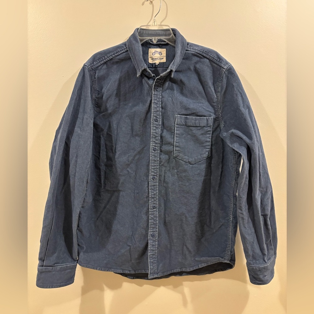 Light Blue Mugsy Oversized Corduroy Button-up Shirt Men's XXL 2XL